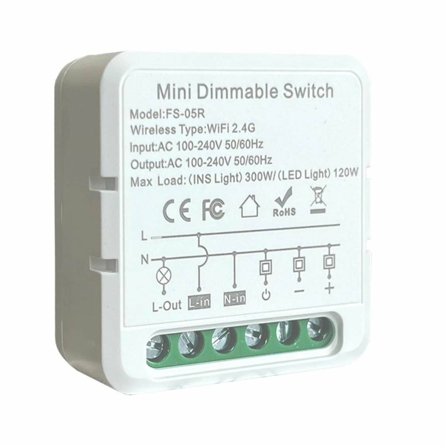 Bkiyougo Smart Dimmer Switch 2 Pack, Alexa & Google Home Compatible, No Hub Required, Works with Smart Life/Tuya App, Mini Wi-Fi Light Switch Module for Home Automation