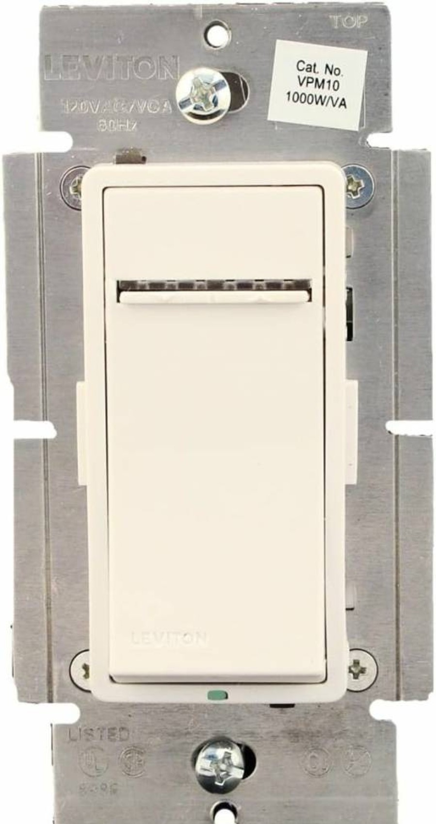 Leviton Vizia+ VPM10-1LZ 1000W Dimmer Switch for Incandescent/Magnetic Low Voltage, Single Pole/3-Way, White/Ivory/Light Almond, Smart Home Lighting Control