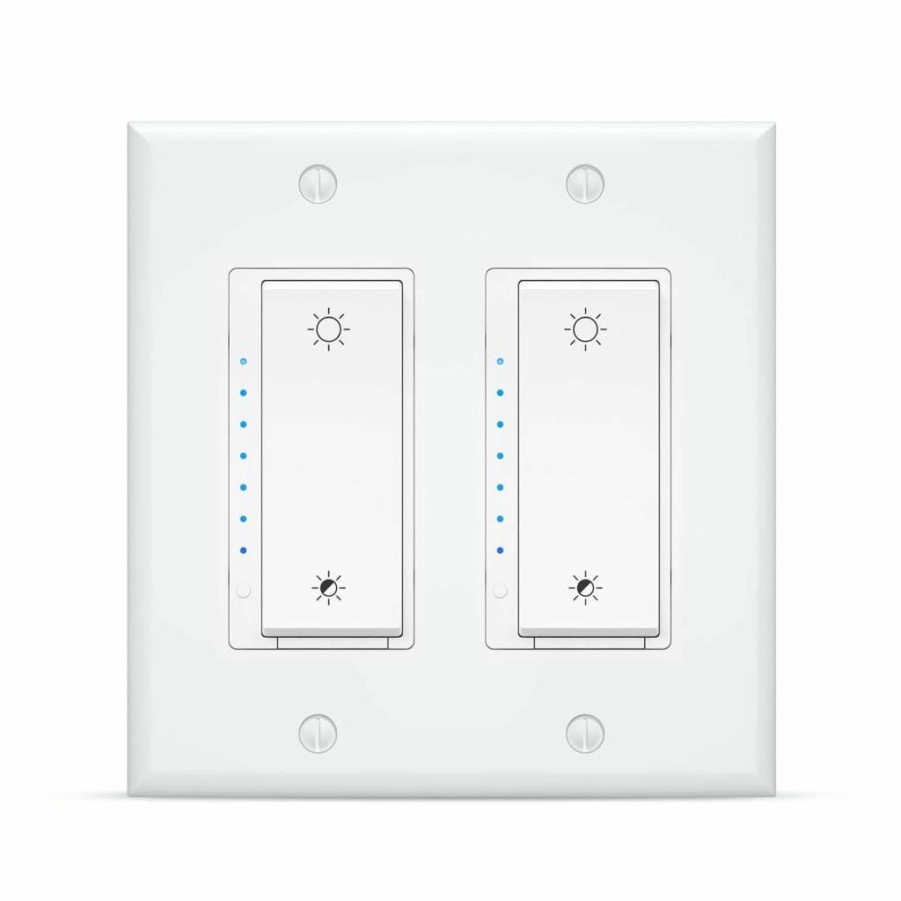Lesim 2-Gang Smart Wi-Fi Dimmer Switch, Works with Alexa & Google Assistant, Single Pole, Neutral Wire Required, Voice & App Control