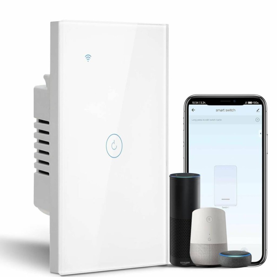 BSEED Smart Dimmer Switch 2.4GHz, Alexa & Google Home Compatible, Touch Control, Neutral Wire Required, Single Pole for Lamps, Remote & Voice Control, Black