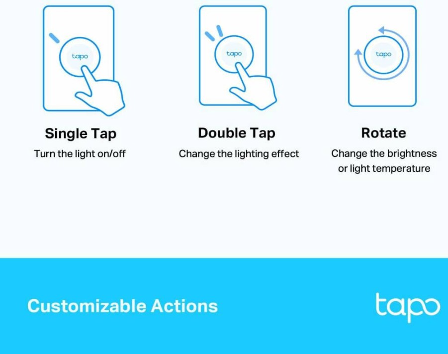 Tapo Smart Button by TP-Link - Wireless Remote Dimmer Switch with 3-Way Control, Tap & Rotate Hub Compatibility, 1+ Year Battery Life for Smart Home Automation