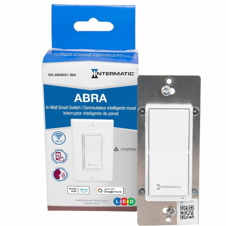 Intermatic Smart Wi-Fi Light Switch with Matter Support - Works with Alexa, Google Home & Siri, Single-Pole & 3-Way Installation, No Hub Required, 2.4GHz Wi-Fi Only