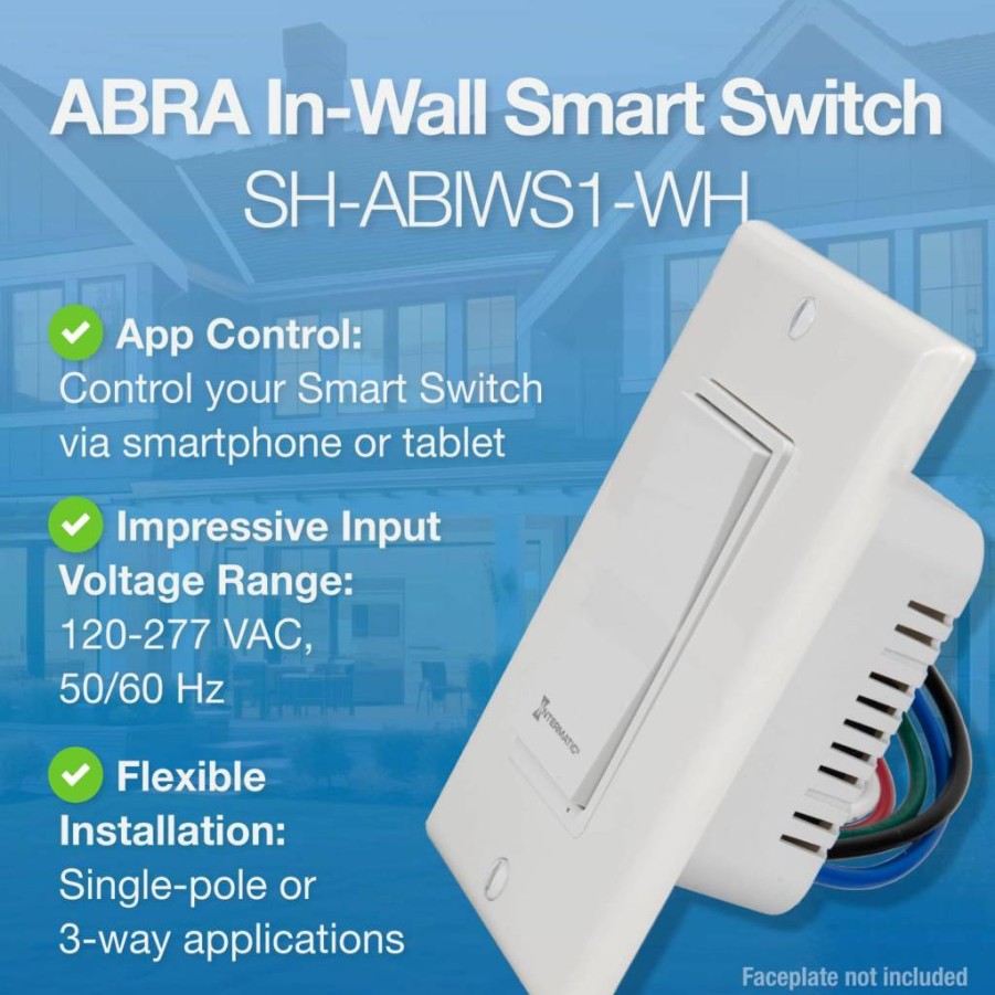 Intermatic Smart Wi-Fi Light Switch with Matter Support - Works with Alexa, Google Home & Siri, Single-Pole & 3-Way Installation, No Hub Required, 2.4GHz Wi-Fi Only