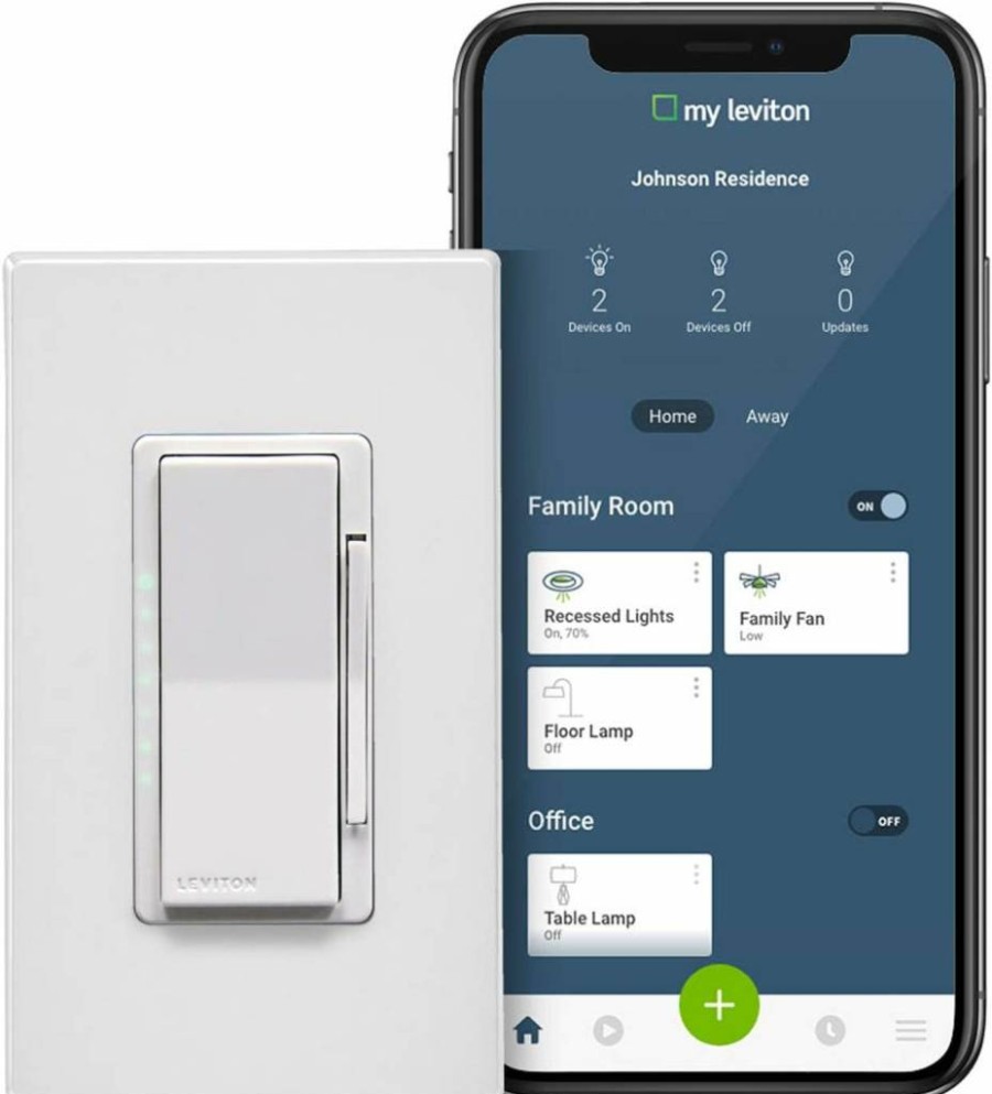 Leviton Decora Smart Wi-Fi Dimmer Switch for LED/Incandescent Lights, 600W, Works with Alexa, No Hub Required, White (1-Pack, Model DW6HD-1BZ)