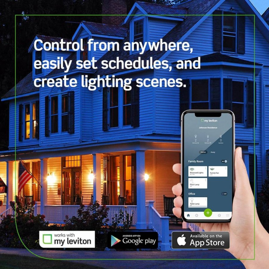Leviton Decora Smart Wi-Fi Dimmer Switch for LED/Incandescent Lights, 600W, Works with Alexa, No Hub Required, White (1-Pack, Model DW6HD-1BZ)