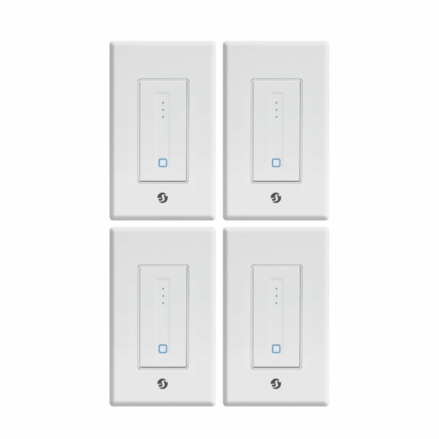 Shelly Plus Wall Dimmer 4 Pack - WiFi Smart Light Switch, Bluetooth Hub, Works with Alexa & Google Home, No Hub Needed, Dimmable LED Compatible, Timer & Schedule for Home Automation