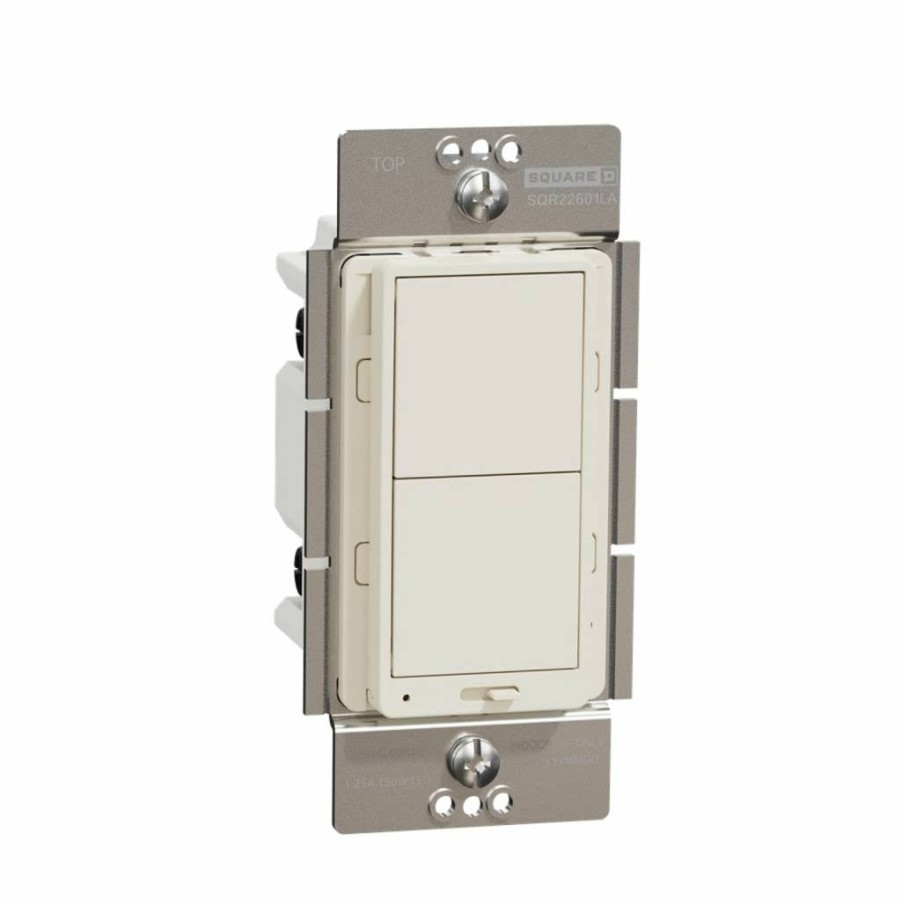 Schneider Electric Square D X Series 15A Dimmer Switch - Single-Pole/3-Way, Compatible with LED/CFL/Incandescent, 600W, Rocker, Matte Light Almond (SQR22601LA)