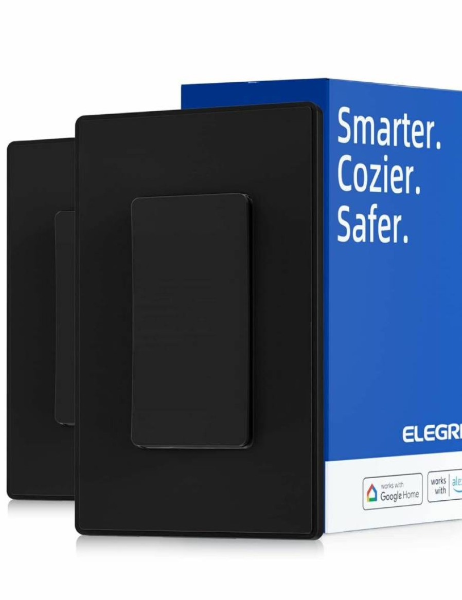 ELEGRP Smart Dimmer Switch 10 Pack, Wi-Fi 2.4GHz, Works with Alexa & Google Assistant, Single Pole/3-Way, Neutral Wire Required, No Hub Needed, UL FCC Certified, White