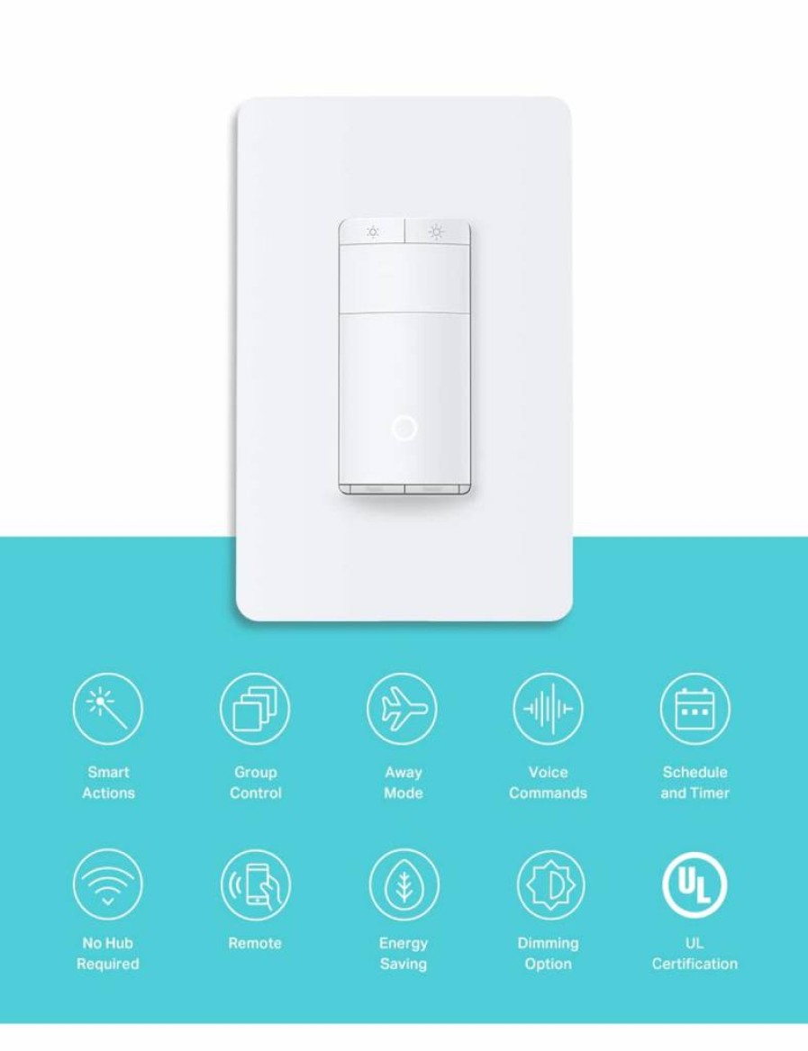 Kasa Smart KS230 Kit V2 3-Way Dimmer Switch, Alexa & Google Assistant Compatible, No Hub Required, Neutral Wire Needed, ETL Certified, 2.4GHz Wi-Fi, White Smart Light Switch