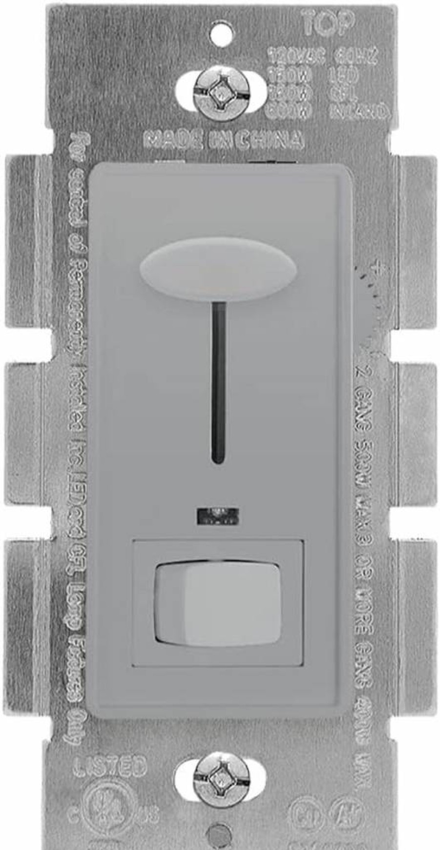 Maxxima 600W Dimmer Switch with Blue LED Indicator - 3-Way/Single Pole, Dimmable Light Control, Includes Wall Plate - 2 Pack
