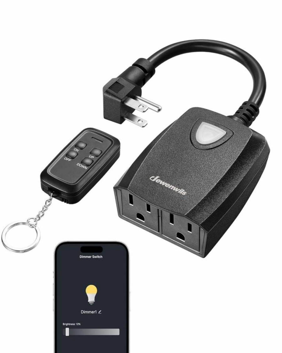 DEWENWILS Smart Outdoor Dimmer Plug for String Lights - Alexa & Google Home Compatible, Waterproof, 100ft Remote Control for Dimmable LED/Tungsten Bulbs, FCC Certified