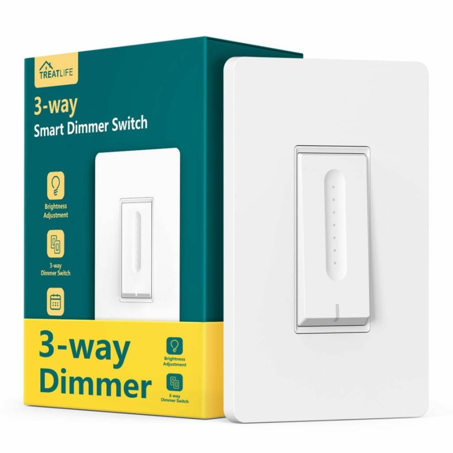 TREATLIFE Smart Dimmer Switch 3-Way Compatible with Alexa & Google Home, No Hub Required, Neutral Wire Needed, Remote Control Dimmable Light Switch