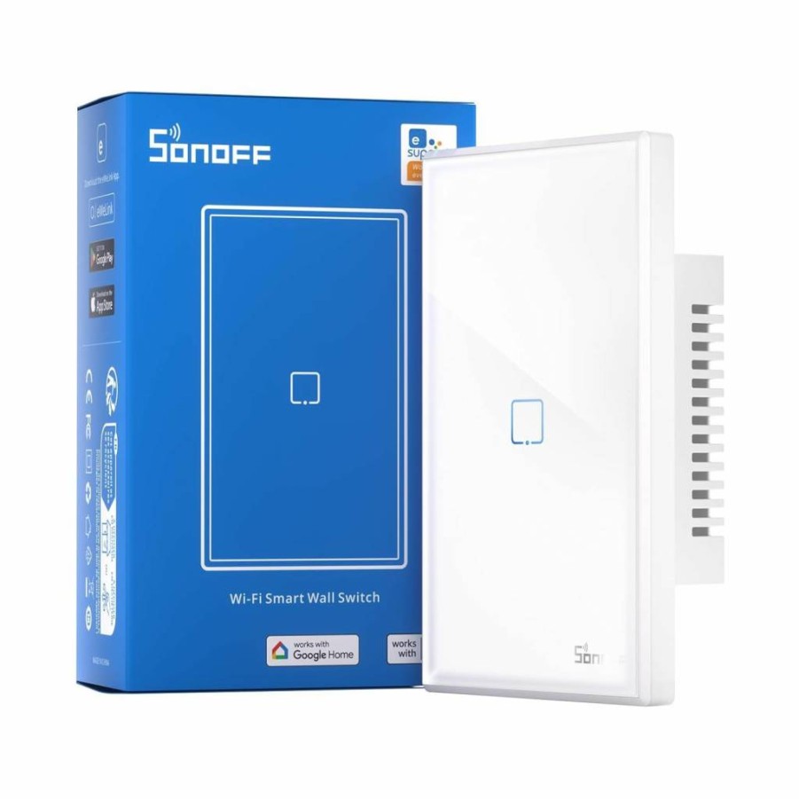 SONOFF T3 Smart Light Switch - 1 Gang WiFi Touch Wall Switch, Works with Alexa & Google Home, 2.4GHz RF433 Remote Control, Neutral Wire Required, Black