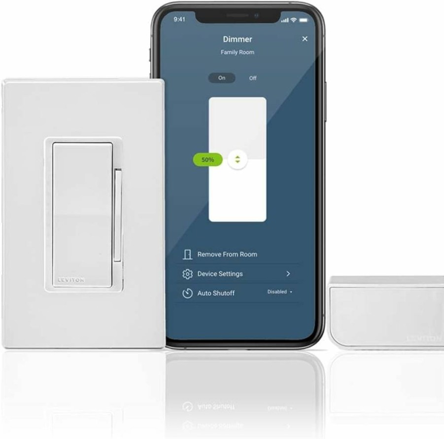 Leviton Decora Smart Dimmer with Wi-Fi Bridge for Homes Without Neutral Wire - My Leviton App Control