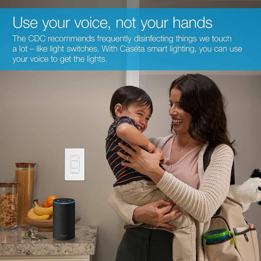Lutron Caseta Wireless Smart Dimmer Switch Kit with Pico Remote for LED Lights, No Neutral Wire Needed, 3-Way Control, White | P-PKG1WB-WH