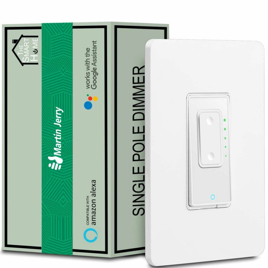 Martin Jerry Tasmota Smart Dimmer Switch - WiFi 2.4GHz, ESP8266, Works with Home Assistant, Requires Neutral Wire, 1-Pack Smart Home Light Switch