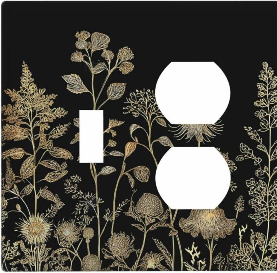 Gnauhuott Vintage Floral Light Switch Cover - William Morris Green/White Design - Decorative Outlet Plate for Bedroom, Bathroom - 5 x 3 Inch
