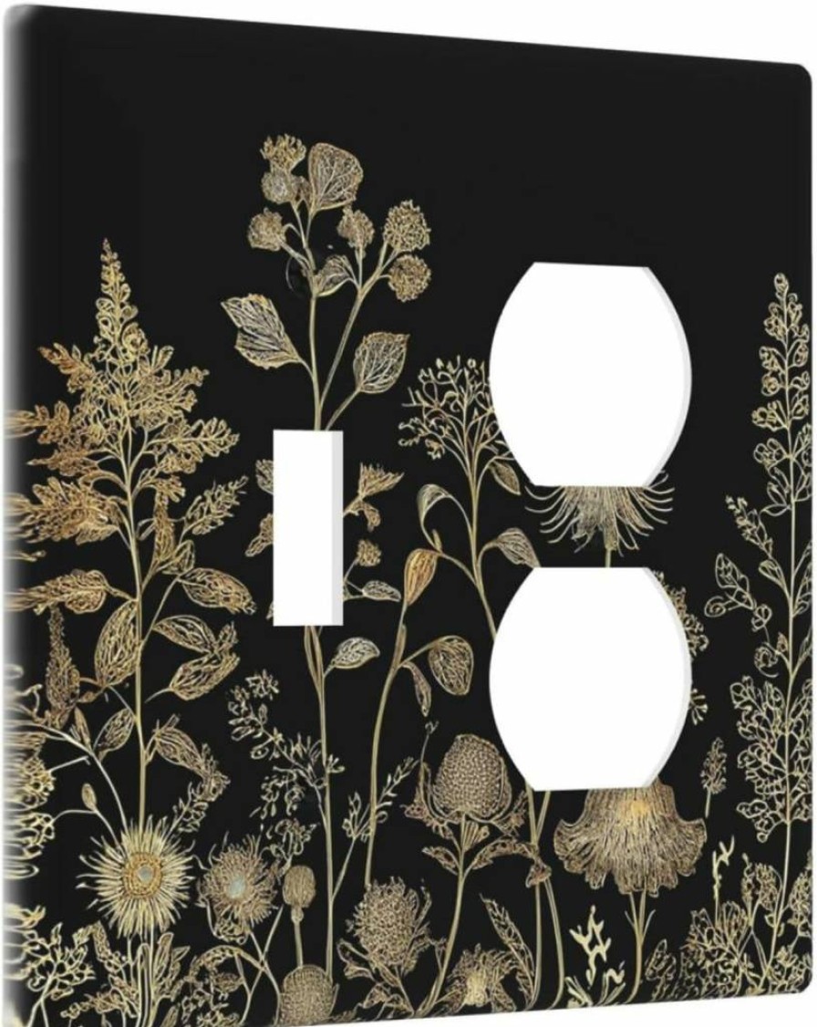 Gnauhuott Vintage Floral Light Switch Cover - William Morris Green/White Design - Decorative Outlet Plate for Bedroom, Bathroom - 5 x 3 Inch