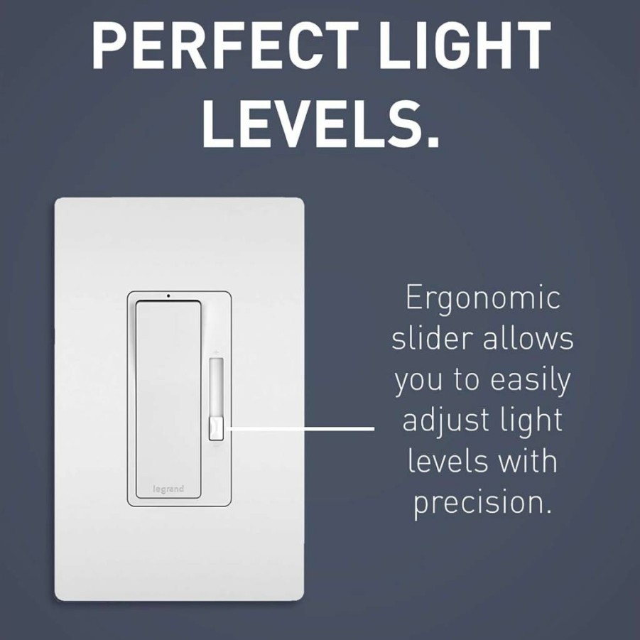 Pass & Seymour Radiant Rocker Dimmer Switch 1100W, Single Pole/3-Way, White/Light Almond/Ivory, for Incandescent & Halogen Bulbs, with Locator Light (1 Count)