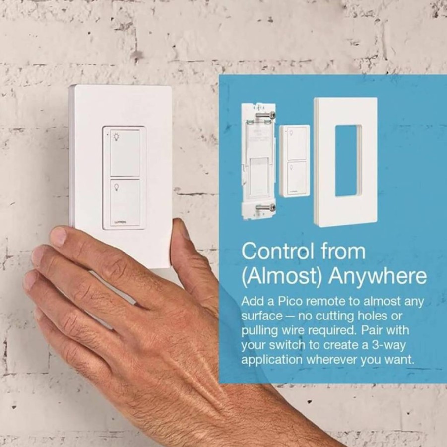 Lutron Caseta Smart Switch Kit with Wall Plate & Hub, Compatible with Alexa, Apple Home, Google Assistant, Single-Pole/3-Way, Neutral Wire Required, P-BDG-PKG1WS