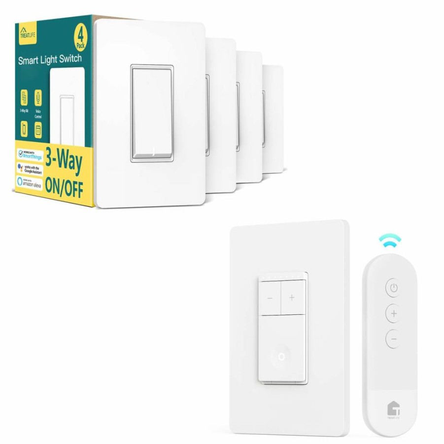 TREATLIFE Smart 3-Way Dimmer Switch with Remote Control – WiFi Light Switch Compatible with Alexa & Google Home