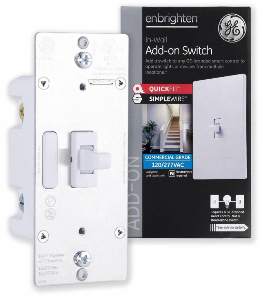 Enbrighten 46200 Smart Add-On Switch, Quickfit & Simplewire, Z-Wave/Zigbee Compatible, Works with Alexa & Google Assistant, White Smart Home Light Control