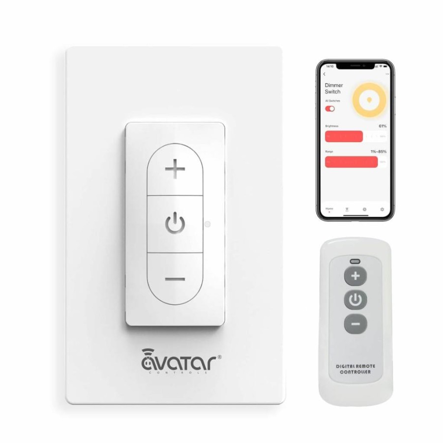 Avatar Controls Smart Dimmer Switch - Bluetooth & WiFi Enabled, Alexa & Google Assistant Compatible, Neutral Wire Required, No Hub Needed, Voice & App Control