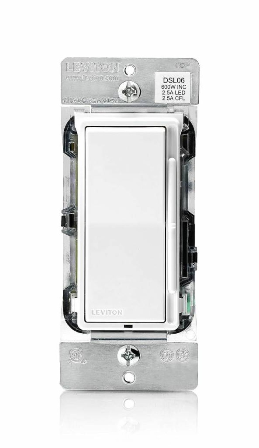 Leviton DSL06-1LZ Decora Slide Dimmer Switch for LED Halogen Incandescent Bulbs White Ivory Light Almond Faceplate