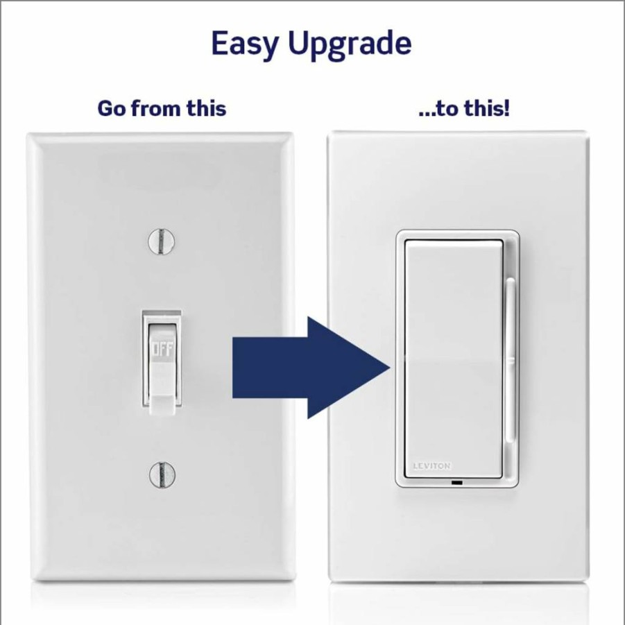 Leviton DSL06-1LZ Decora Slide Dimmer Switch for LED Halogen Incandescent Bulbs White Ivory Light Almond Faceplate