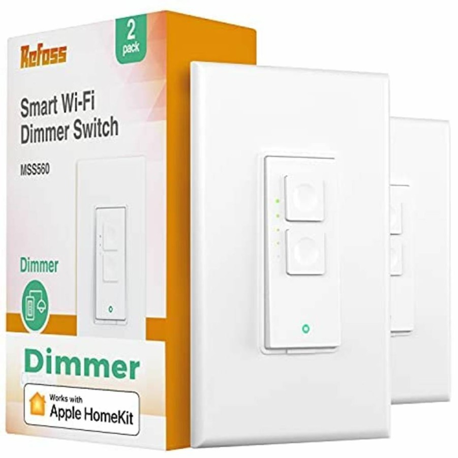 Refoss 2-Pack Smart Dimmer Switch, Single Pole, Works with Apple HomeKit, Alexa, Google Assistant, 2.4GHz Wi-Fi, No Hub Needed, Neutral Wire Required, ETL & FCC Certified, 120V AC