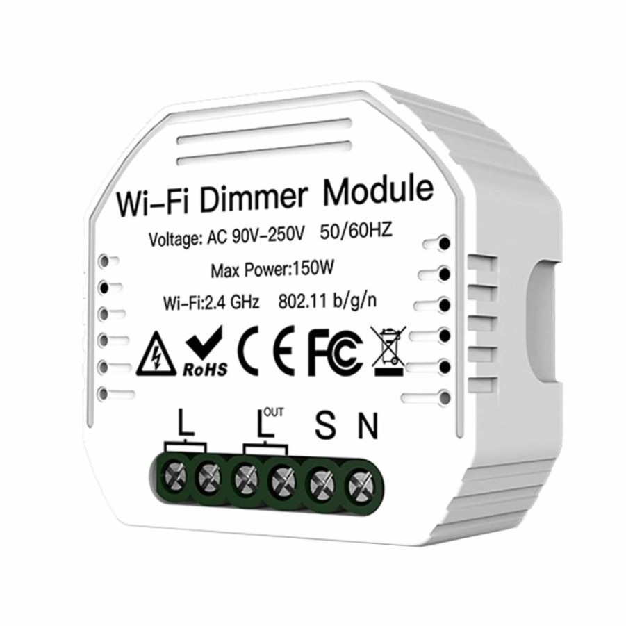 YUHOME WiFi Smart Dimmer Switch 90-250V 2 Way Voice Control App Remote Timing Mini Light Switch White