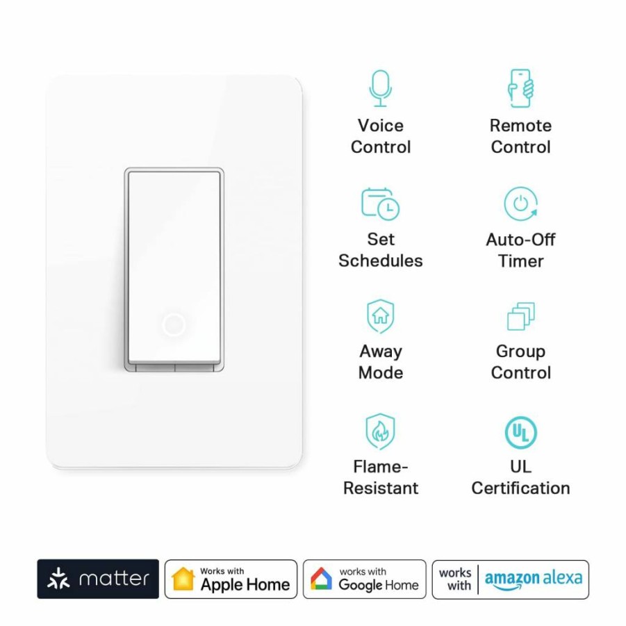 Kasa Smart HS200P3 Wi-Fi Light Switch, 3-Pack, White, Single Pole, Neutral Wire Required, Works with Alexa & Google Home, No Hub Needed, UL Certified