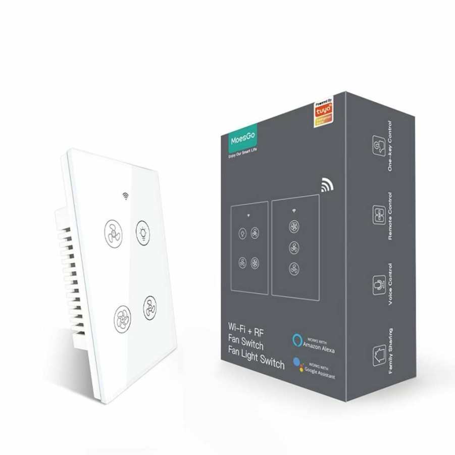 MoesGo Smart Dimmer Switch WiFi 2.4GHz Single Pole Neutral Wire Required Works with Alexa Google Assistant Tuya Smart Life App Remote Control Black 1-Gang