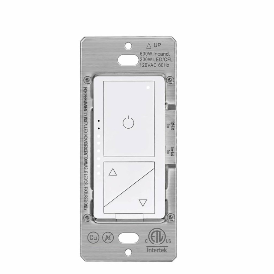 BESTTEN White Super Slim LED Dimmer Switch with 3-Button Control, Air Gap Safety Cutoff, Single/3-Way Dimmable, Screwless Wall Plate, ETL Certified