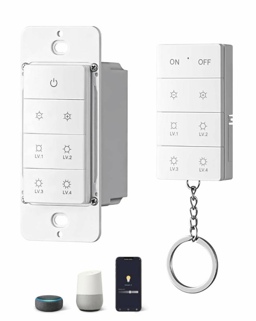 DEWENWILS Smart Dimmer Switch with Remote & Wi-Fi Control, Single-Pole, Neutral Wire Required, Compatible with Alexa & Google Home, FCC Certified, 2.4GHz Wireless Light Dimmer
