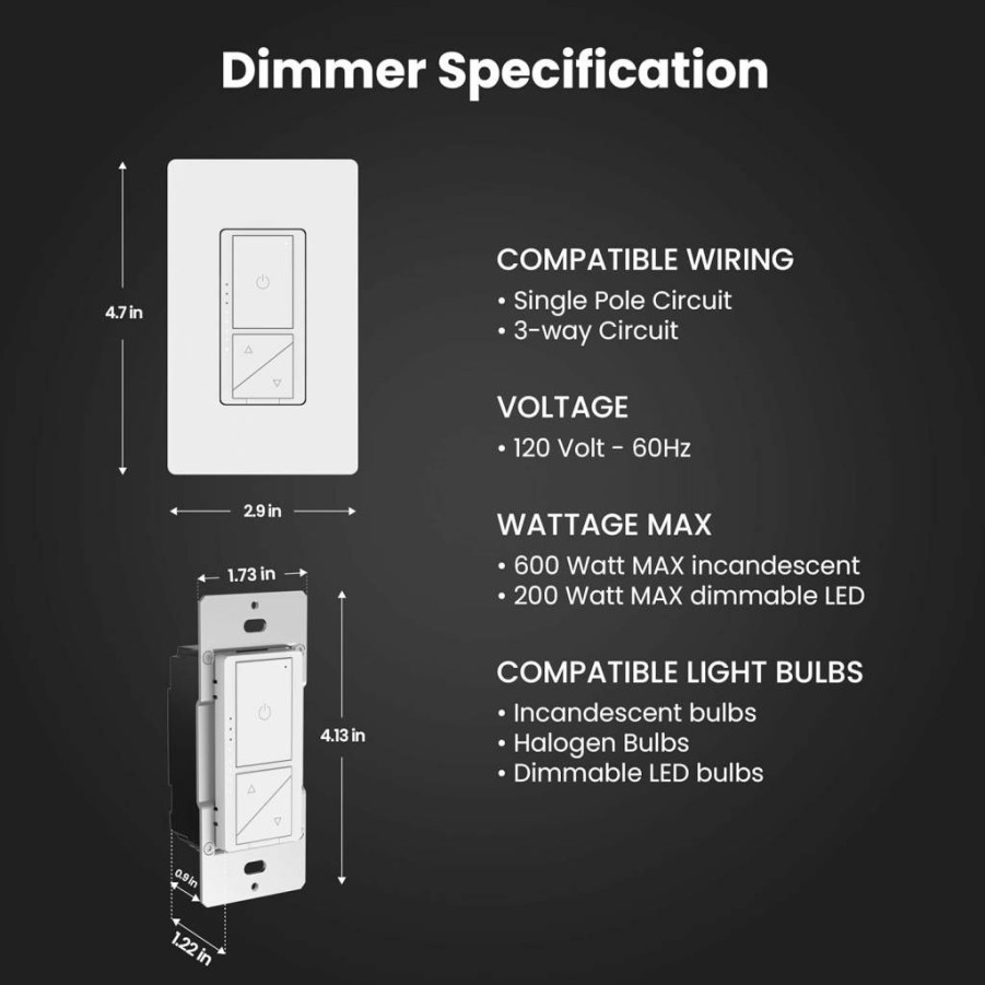 Feit Electric Smart WiFi Dimmer Switch with Remote - Alexa & Google Assistant Voice Control, App & Wireless Remote, Single-Pole/3-Way/4-Way, Neutral Wire Required, Works with Dimmer/Button/WiFi