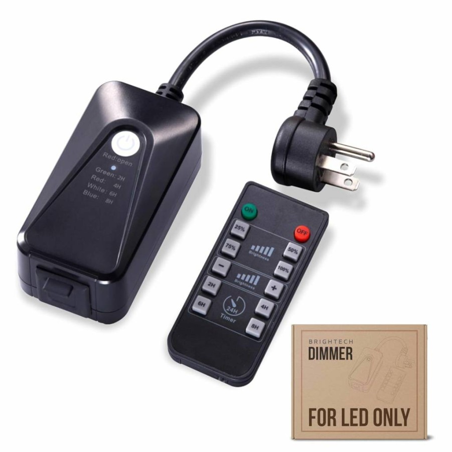 Brightech Waterproof Smart Dimmer Plug with Remote - 150W Max for Dimmable LED String Lights, Indoor & Outdoor Use
