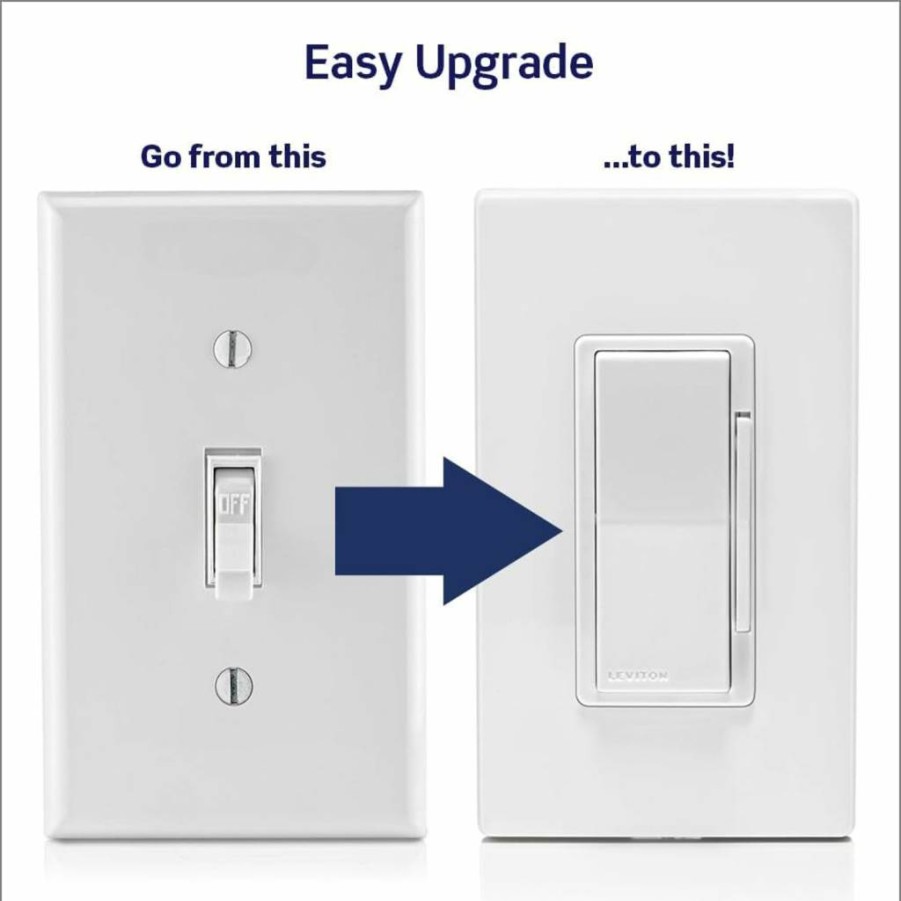 Leviton DDL06-1LZ Decora Smart Dimmer Switch for LED, Halogen & Incandescent Bulbs - White