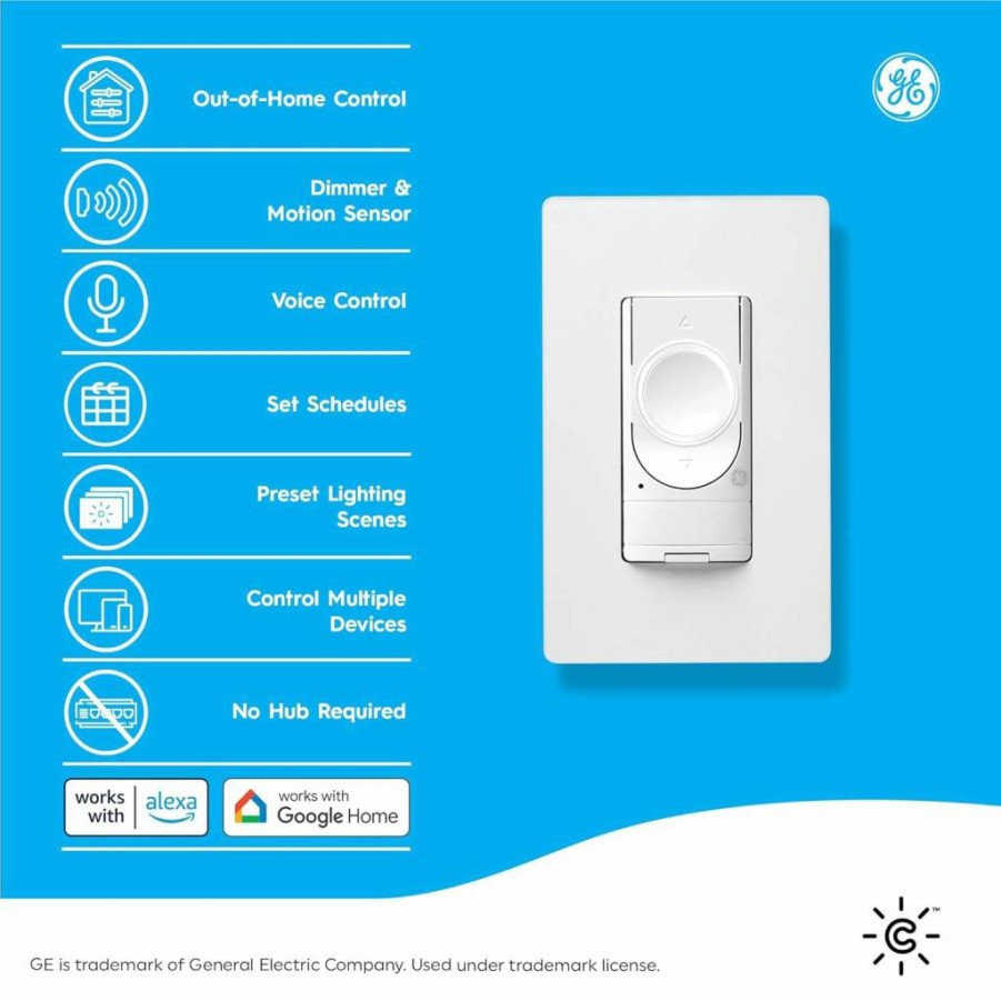 Cync Smart Dimmer Switch with Motion Sensor, Neutral Wire Required, WiFi 2.4GHz, Compatible with Alexa & Google Home, White