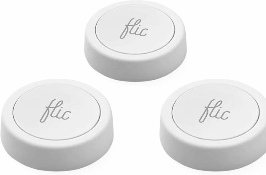 Flic Smart Button 3-Pack | Wireless Smart Home Control for Lights, Music & Routines | Works with Alexa, HomeKit, Matter & SmartThings | Easy Setup | Customizable | UL Certified White