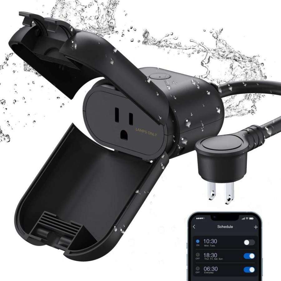 ELEGRP Outdoor Smart Dimmer Plug WiFi Waterproof IP66, 2 Individual Sockets, Works with Alexa & Google Assistant, UL Listed for String Lights