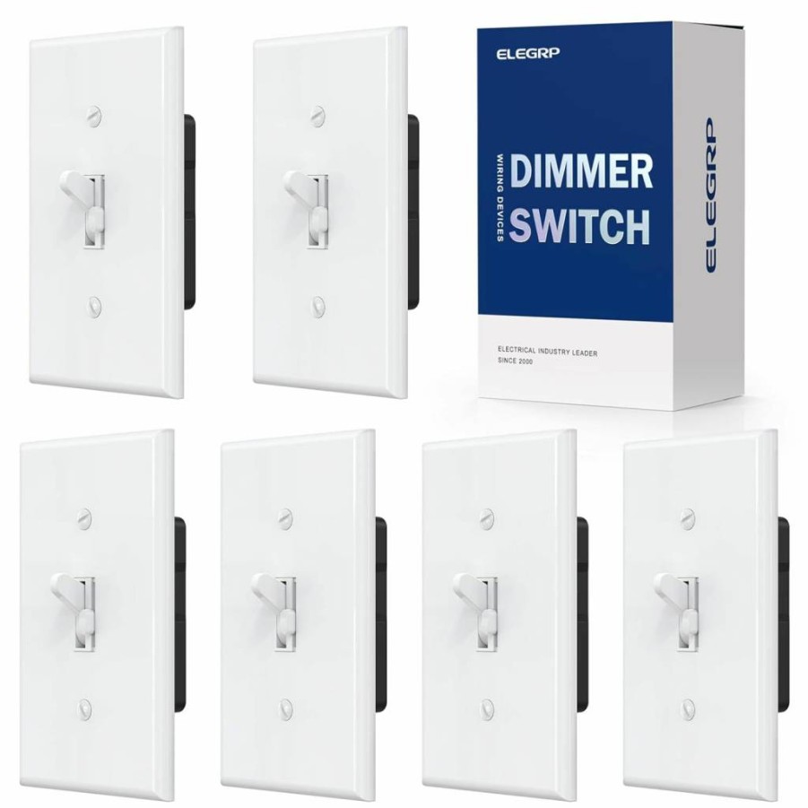 ELEGRP 10-Pack Black Digital Toggle Dimmer Switch for Dimmable LED, CFL, Incandescent Bulbs, Single Pole/3-Way, UL Listed with Wall Plate