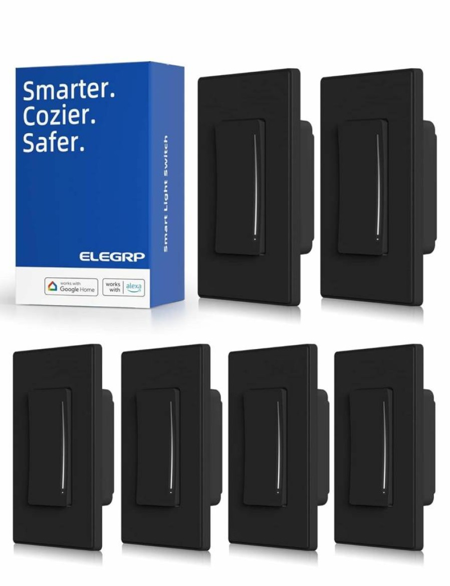 ELEGRP Smart Dimmer Switch 4 Pack, WiFi 2.4GHz Touch Light Dimmer Compatible with Alexa & Google Home, Single Pole No Hub Required, Neutral Wire Needed, UL FCC Certified, White
