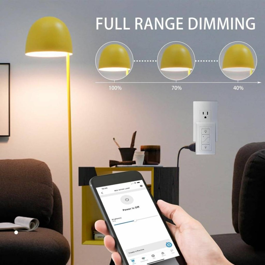 GREENBELL Smart Plug In Lamp Dimmer with Remote - 2 Pack Digital Dimmer Switch for Dimmable LED, CFL, Incandescent & Halogen Lights