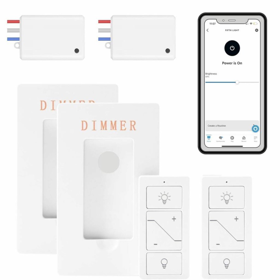 Humpptom Smart Wireless Dimmer Light Switch - Alexa Compatible Wall Switch for Ceiling Lights, Fans & Lamps