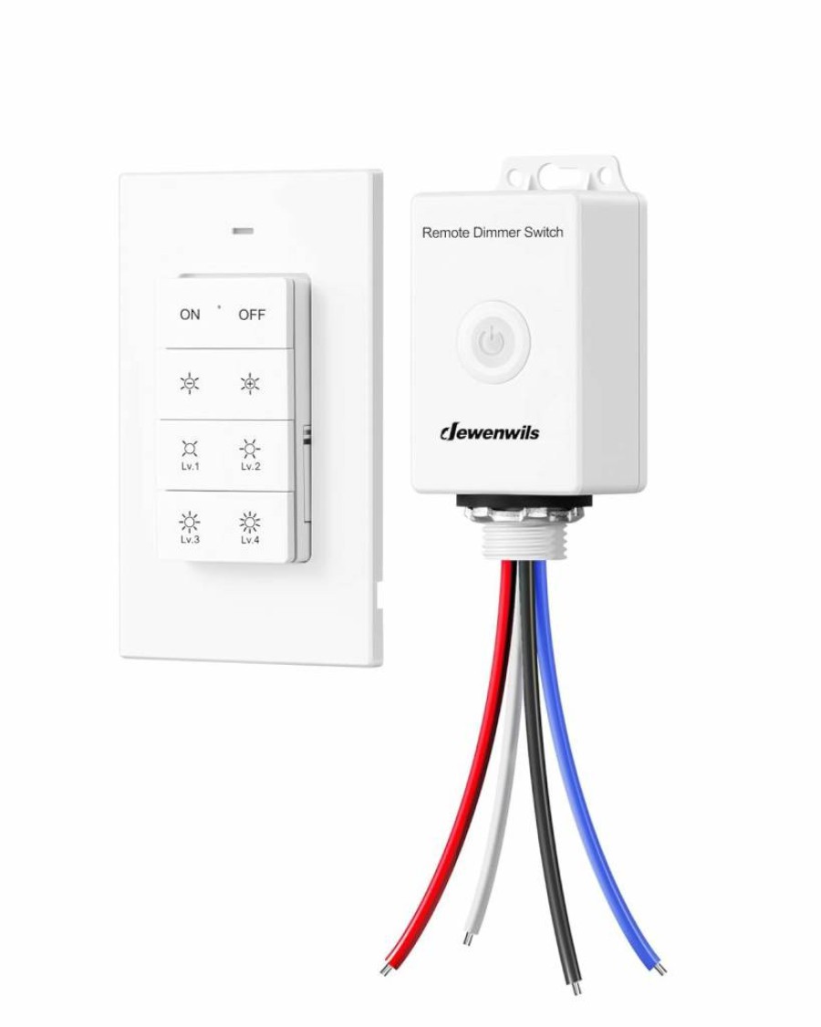 DEWENWILS Wireless Dimmer Switch Kit for Lights and Fans, No Wiring Needed, 100Ft Remote Control, Single Pole, Works with Ceiling Lights, Lamps, Outdoor Lighting