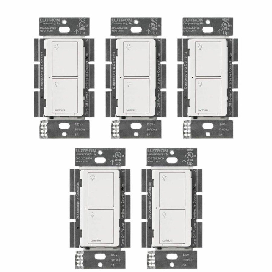 Lutron Caseta Smart Switch PD-6ANS-WH for Lights & Fans, 6A Single-Pole/3-Way, Neutral Wire Required, Works with Lutron Hub, White