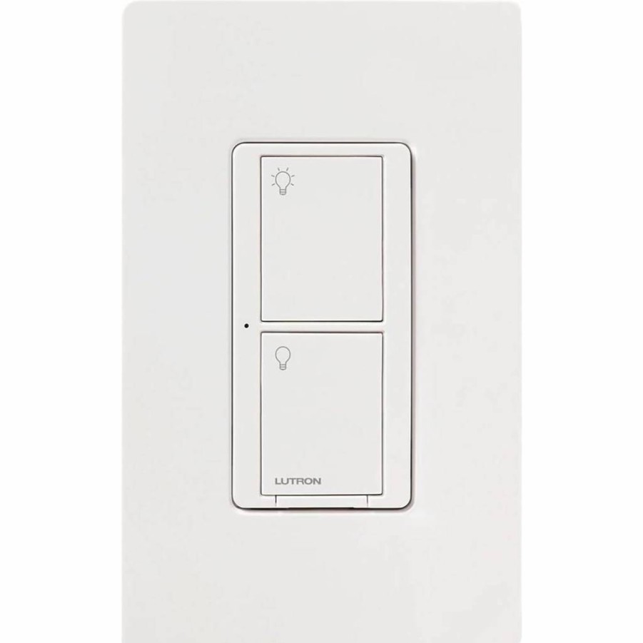 Lutron Caseta Smart Switch PD-6ANS-WH for Lights & Fans, 6A Single-Pole/3-Way, Neutral Wire Required, Works with Lutron Hub, White