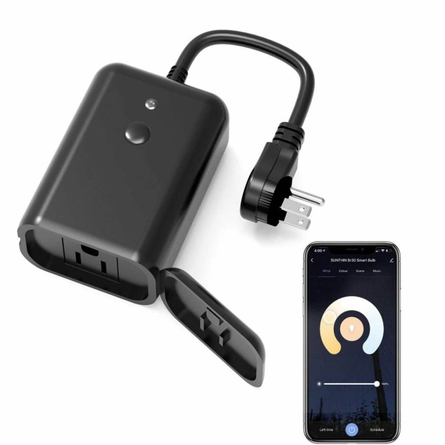 SUNTHIN WiFi Smart Dimmer Switch for Outdoor String Lights - Compatible with Alexa & Google Assistant, IP44 Waterproof, 350W for Incandescent & 150W for LED Lights