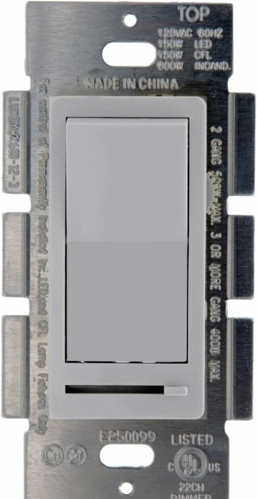 Maxxima Ivory LED Dimmer Rocker Switch - 3-Way/Single Pole, 600W, Decorative Light Switch for Home, Includes Wall Plate Cover